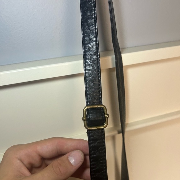 Vintage Cargo 90s faux leather/knit fabric crossbody shoulder bag - Picture 4 of 7